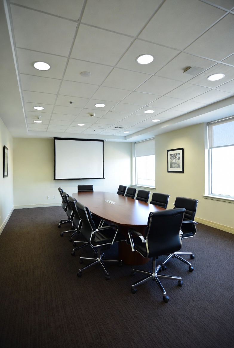 Conference room prepared for executive meetings