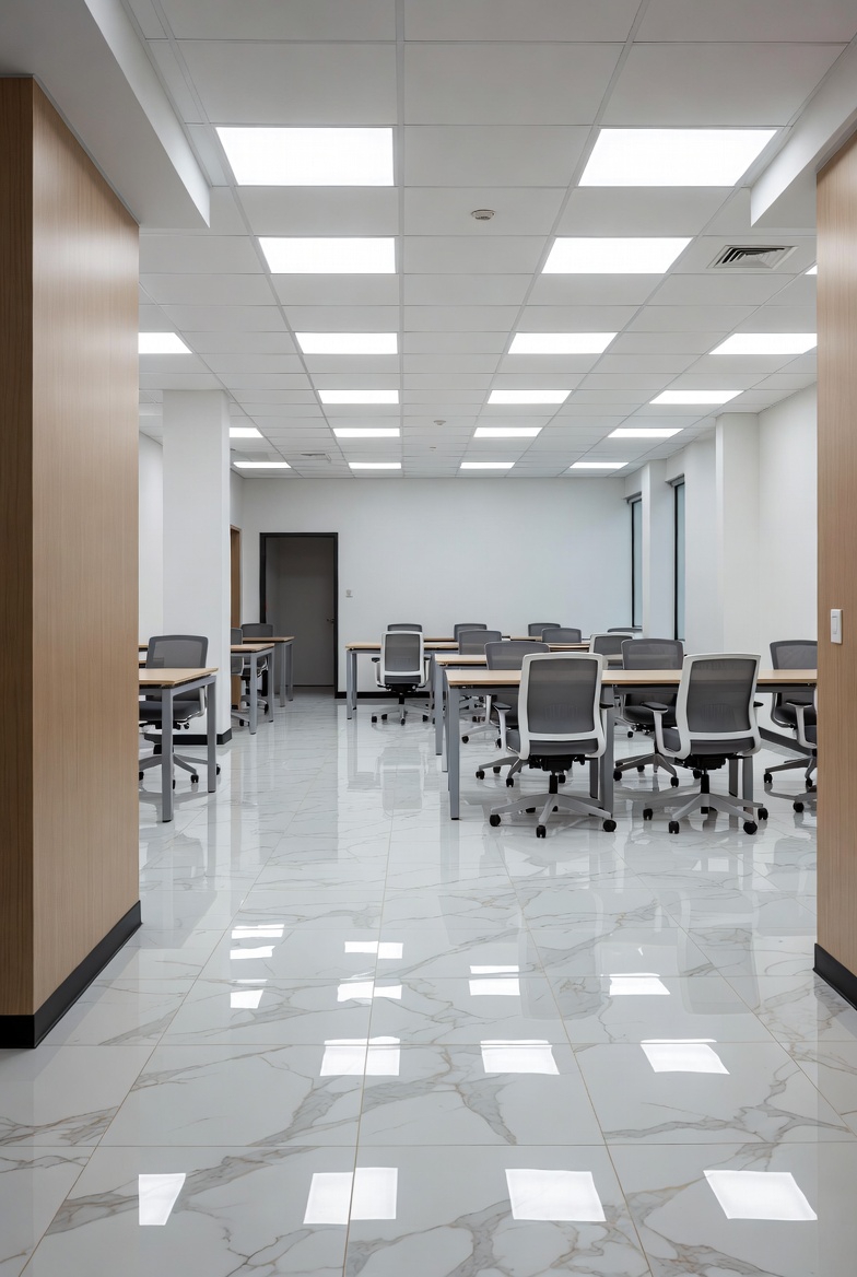 Polished hard-surface commercial floor