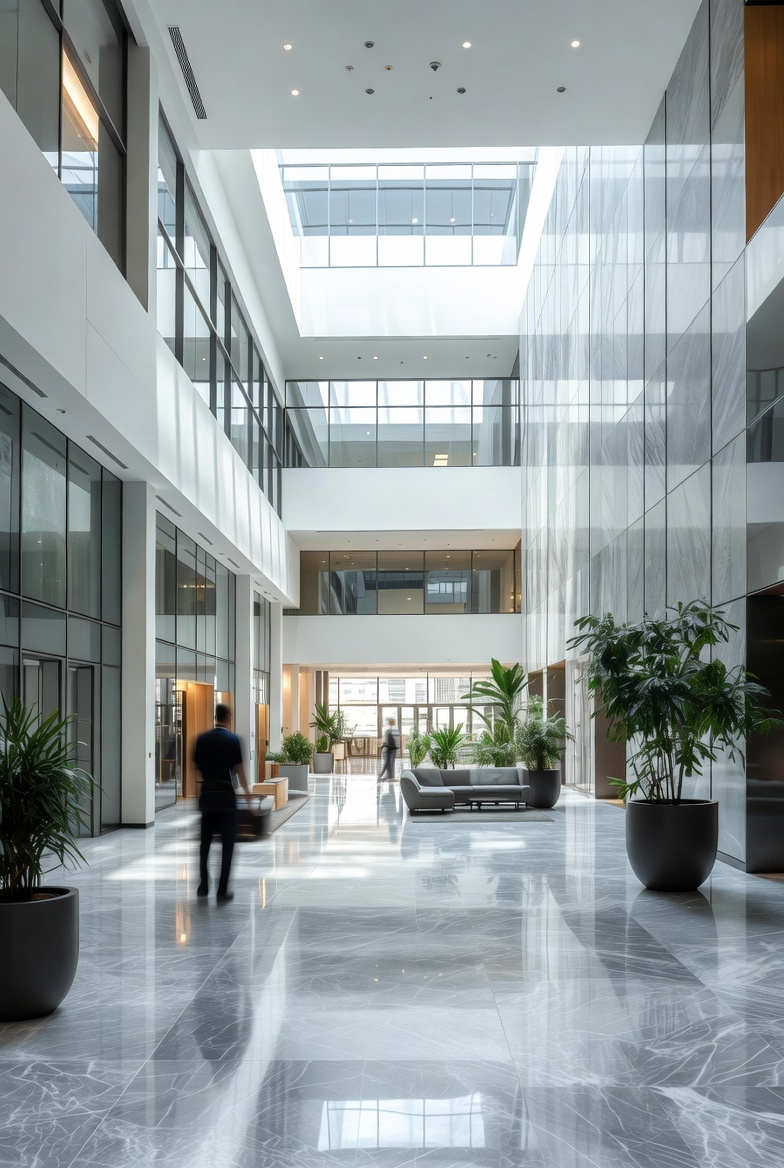 Bright and polished commercial lobby