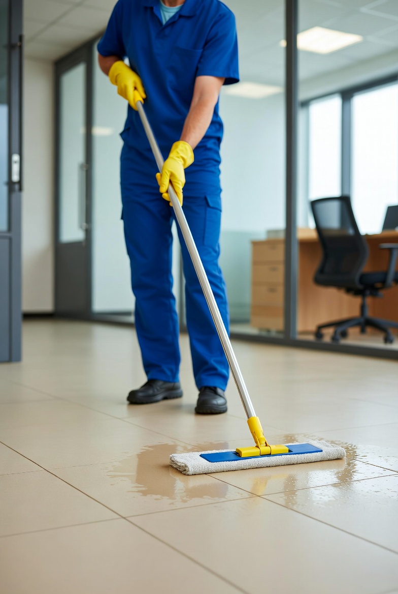 M-Tex cleaning professional preparing a commercial space
